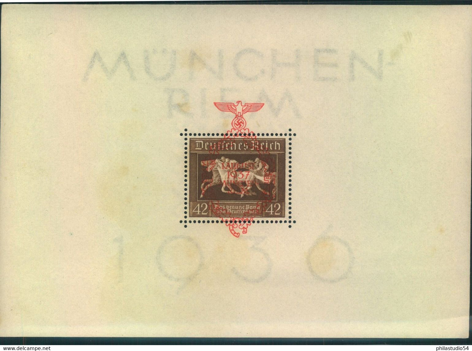 1937, München - Riem Block Mit Aufdruck Postfrisch / Block 10 **) - Blocks & Kleinbögen