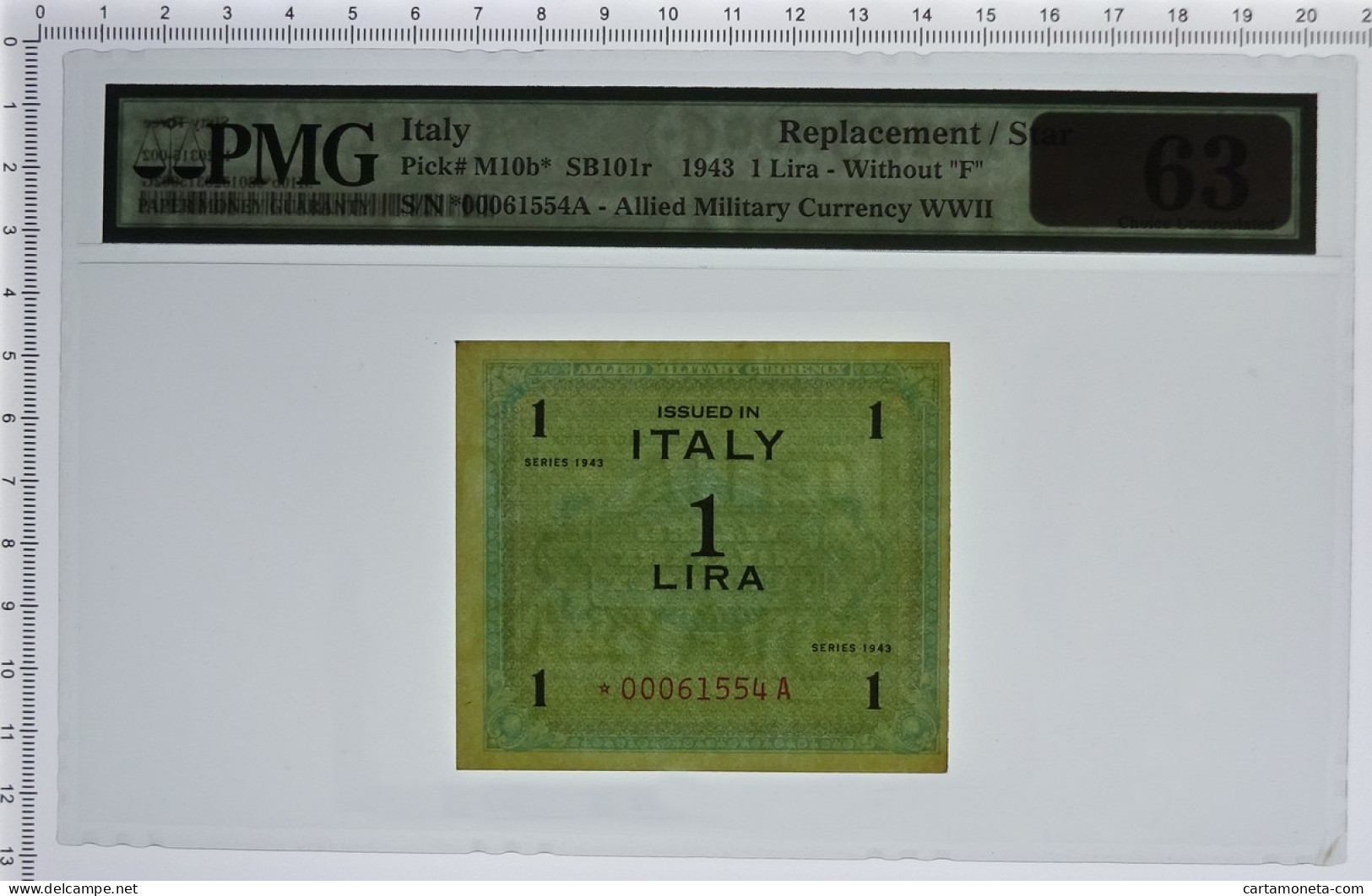 1 LIRA OCCUPAZIONE AMERICANA IN ITALIA MONOLINGUA ASTERISCO 1943 QFDS - Occupazione Alleata Seconda Guerra Mondiale