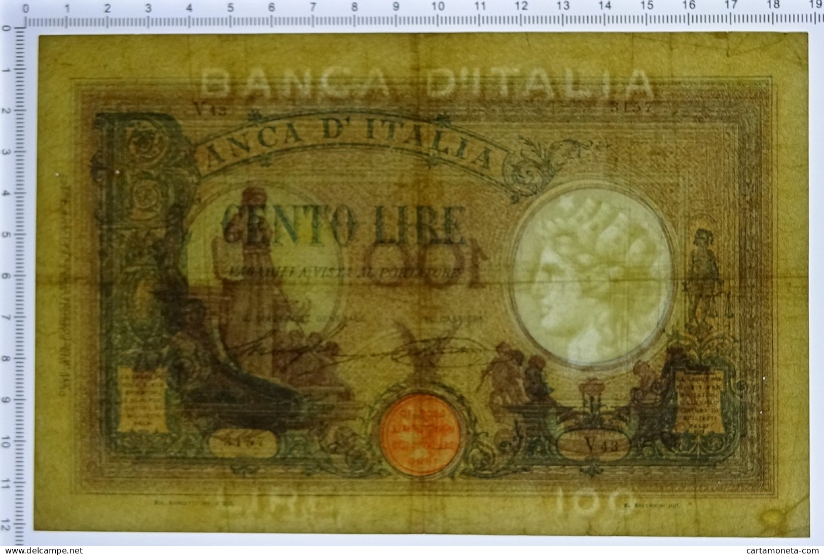 100 LIRE BARBETTI GRANDE B AZZURRO TESTINA DECRETO 08/08/1926 BB- - Sonstige