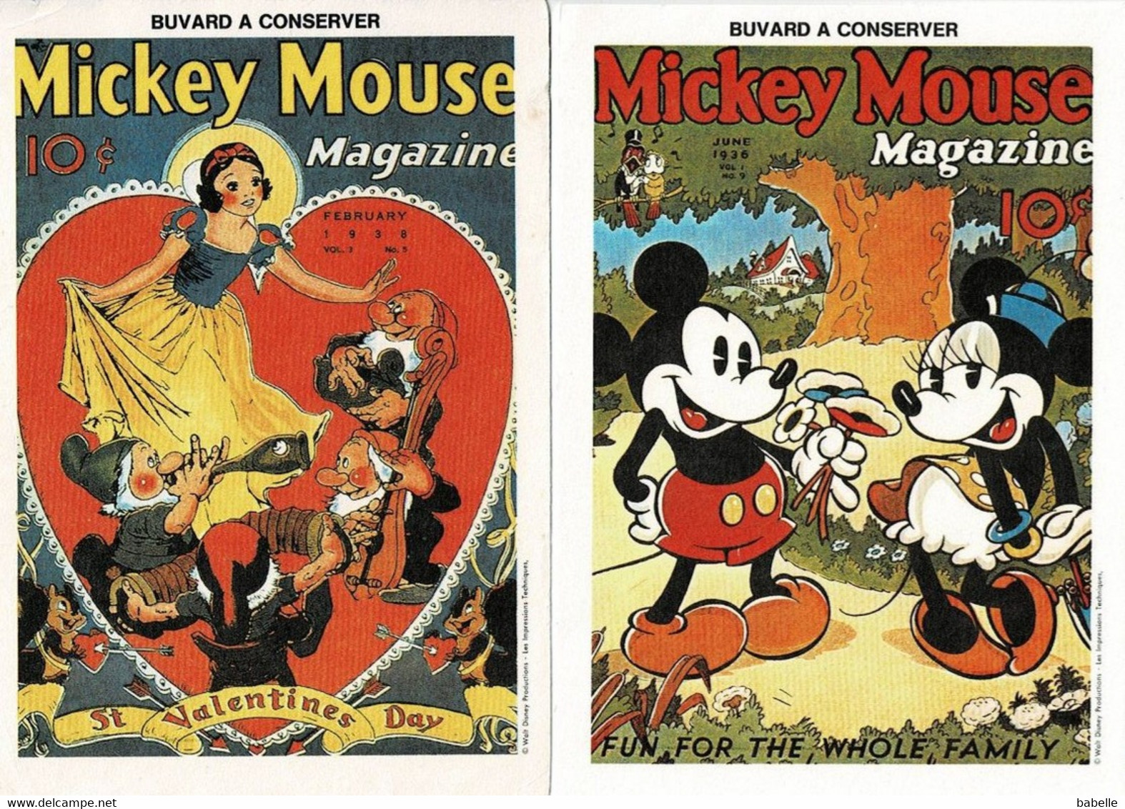 3 Buvards Différents " MICKEY MOUSE Magazine " Mickey, Blanche Neige Et Chiens - Infantiles