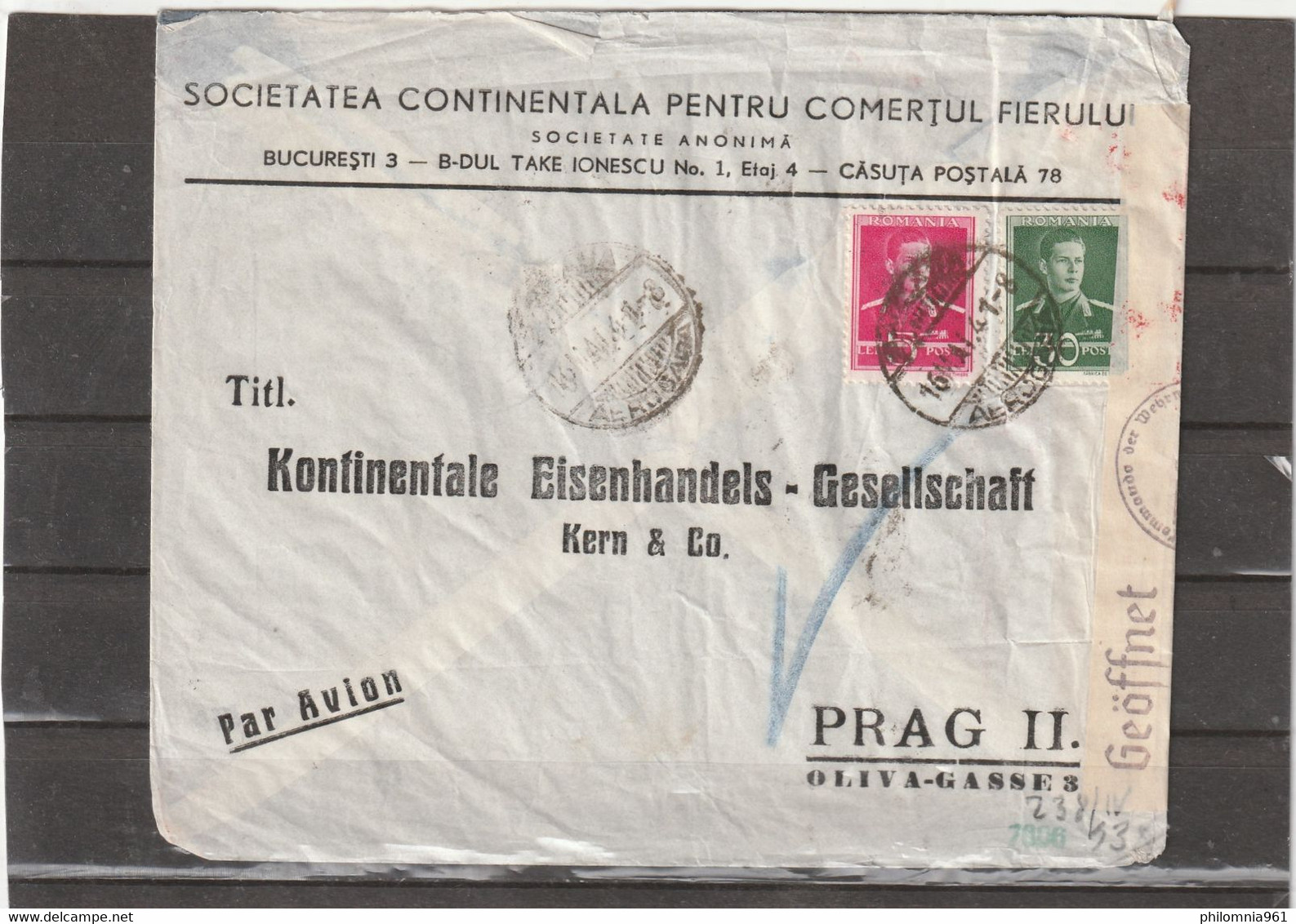 Romania WWII AIRMAIL COVER 1941 - 2. Weltkrieg (Briefe)