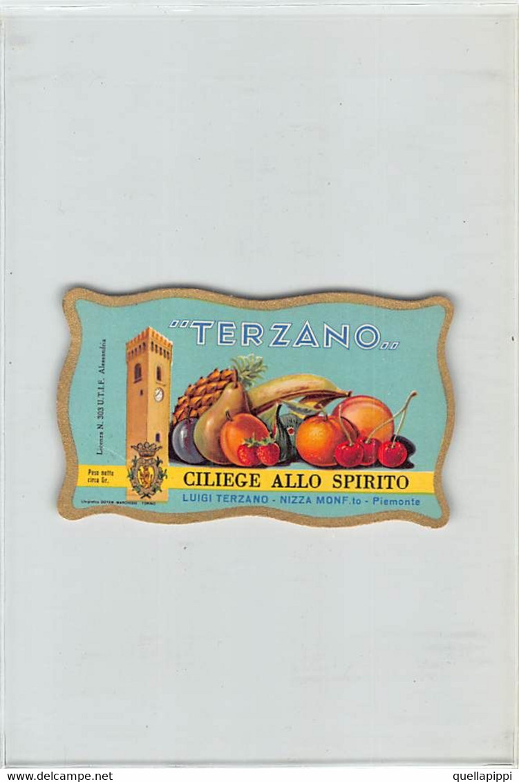 014374 "(ASTI) NIZZA MONFERRATO - LUIGI TERZANO - CILIEGE ALLO SPIRITO" ETICH II QUARTO XX SEC - Obst Und Gemüse