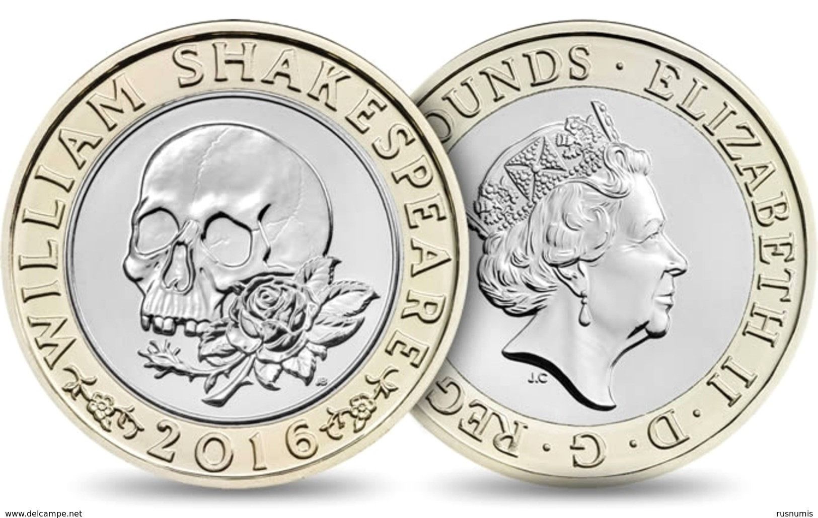 UK GREAT BRITAIN GRANDE BRETAGNE Großbritannien Gran Bretagna 2 POUNDS WILLIAM SHAKESPEARE TRAGEDY BIMETAL UNC 2016 - 2 Pounds