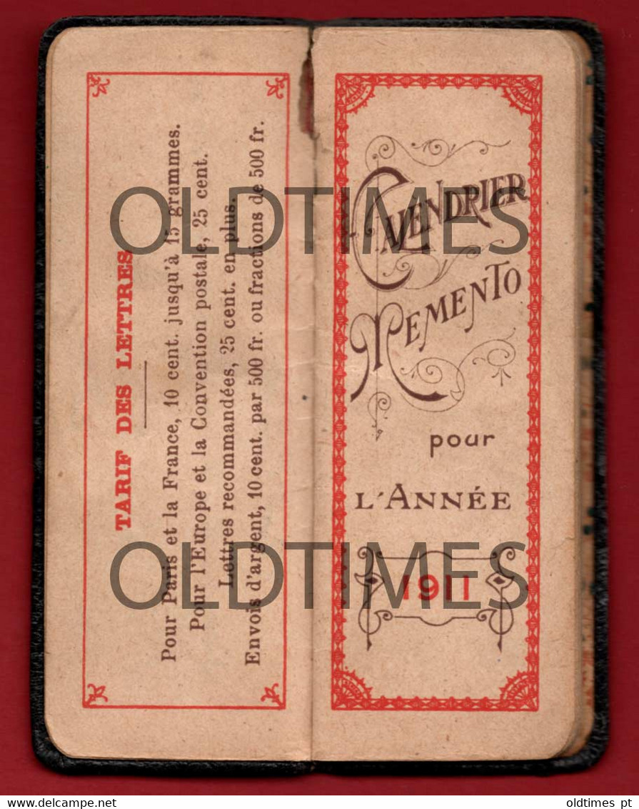 FRANCE - PETITE ALMANACH - MINIATURE CALENDAR  1911 - Tamaño Pequeño : 1901-20