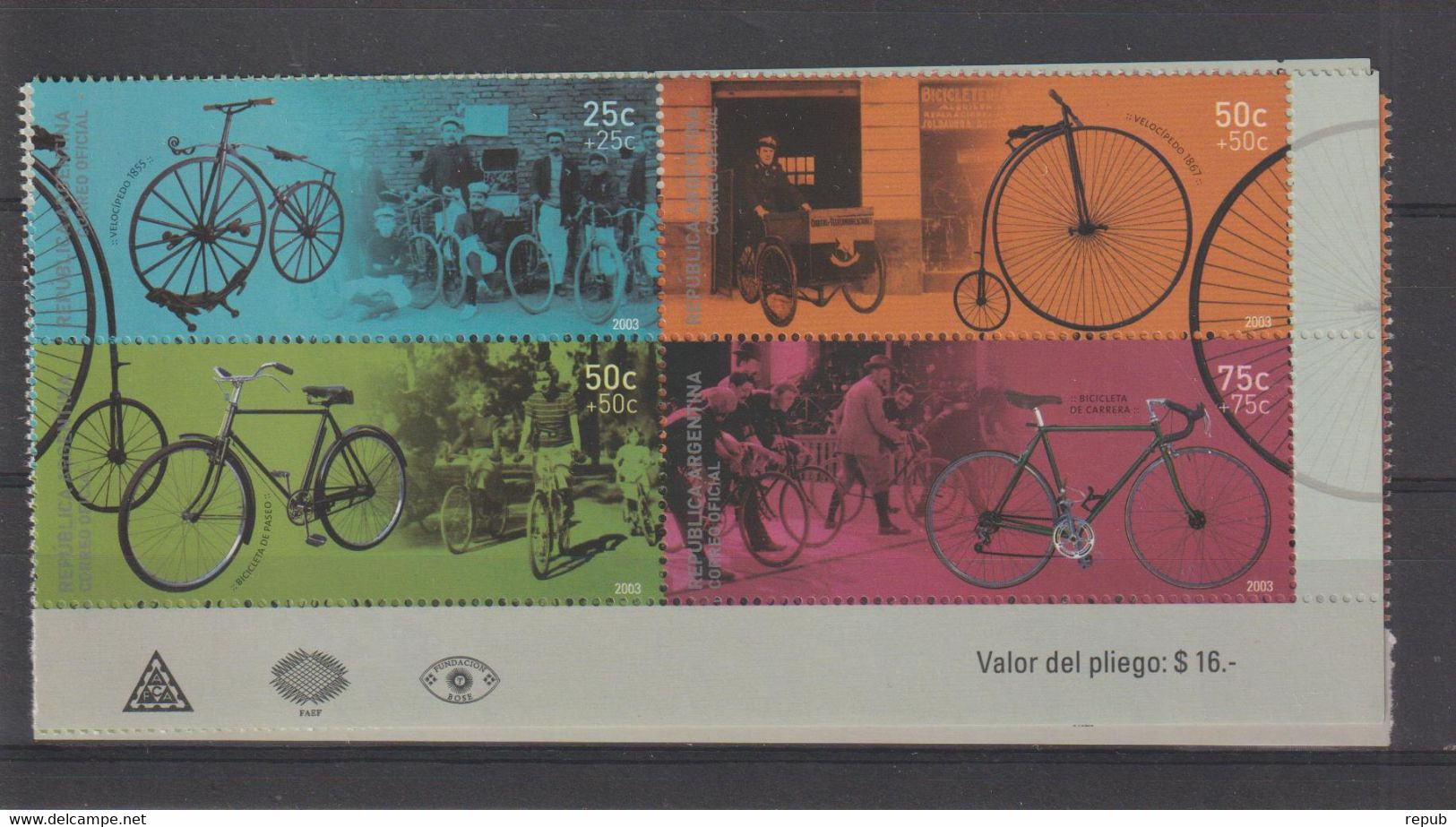 Argentine 2003 Bicyclettes 2411-14, 4 Val ** MNH - Nuevos