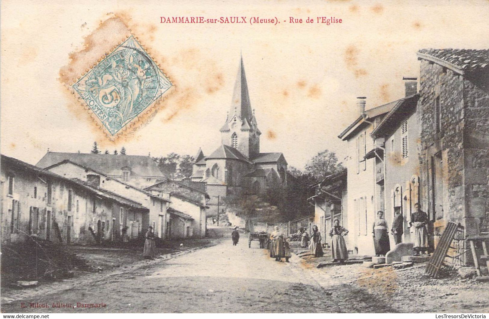 CPA France - Dammarie Sur Saulx - Meuse - Rue De L Eglise - Rue - Animée - Calèche - Clocher - E Miloni éditeur - Other & Unclassified