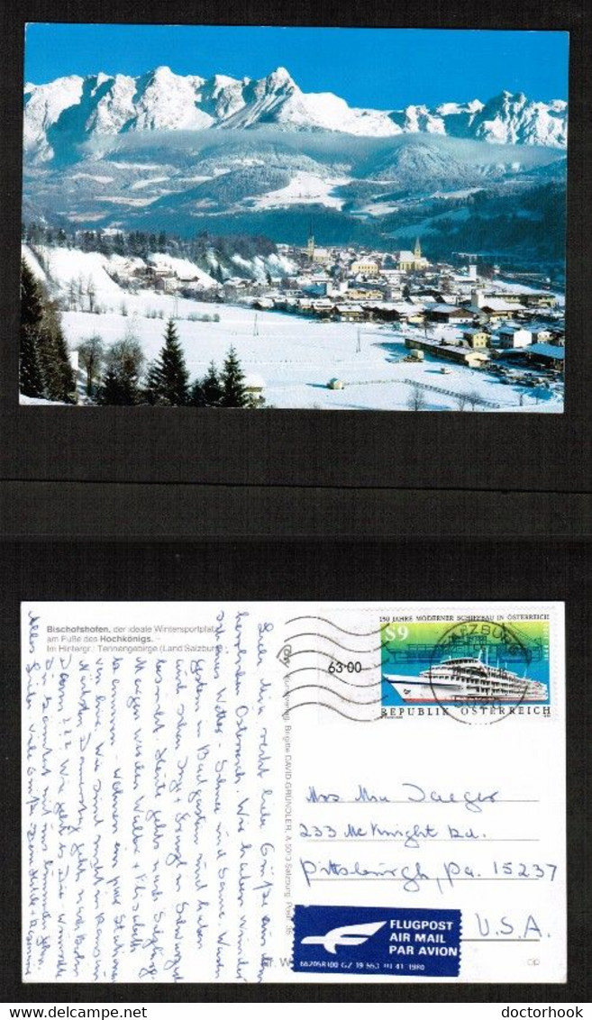 AUSTRIA    CITY Of BISCHOFSHOFEN---USED AIRMAIL POSTCARD To U.S.A. (18/2/84) (PC-165) - Bischofshofen