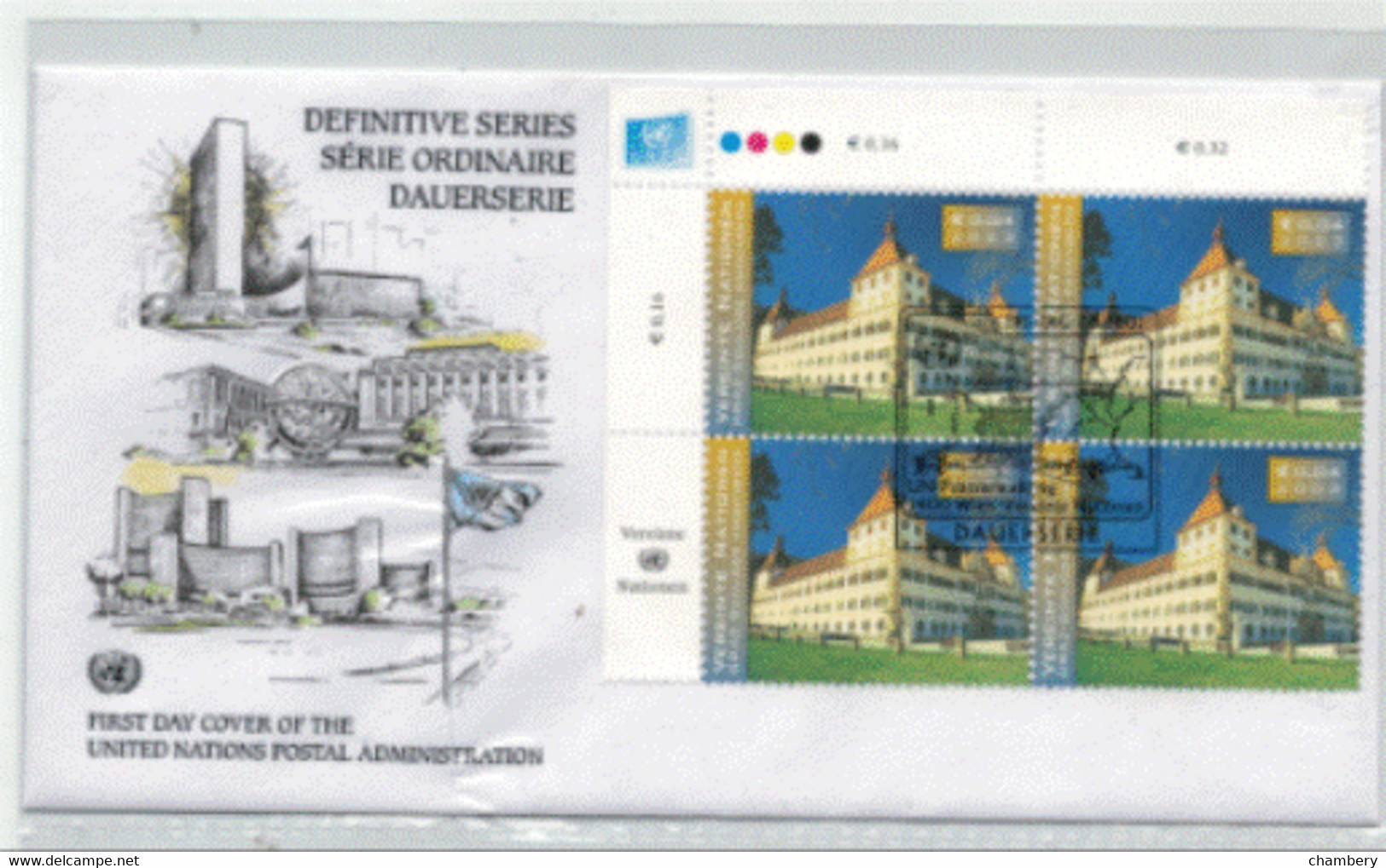 Nations Unies Vienne - "Château Engelberg à Graz" - Carré N° 407 Oblitéré Sur Enveloppe 1er Jour Du 7 Août 2003 - Briefe U. Dokumente