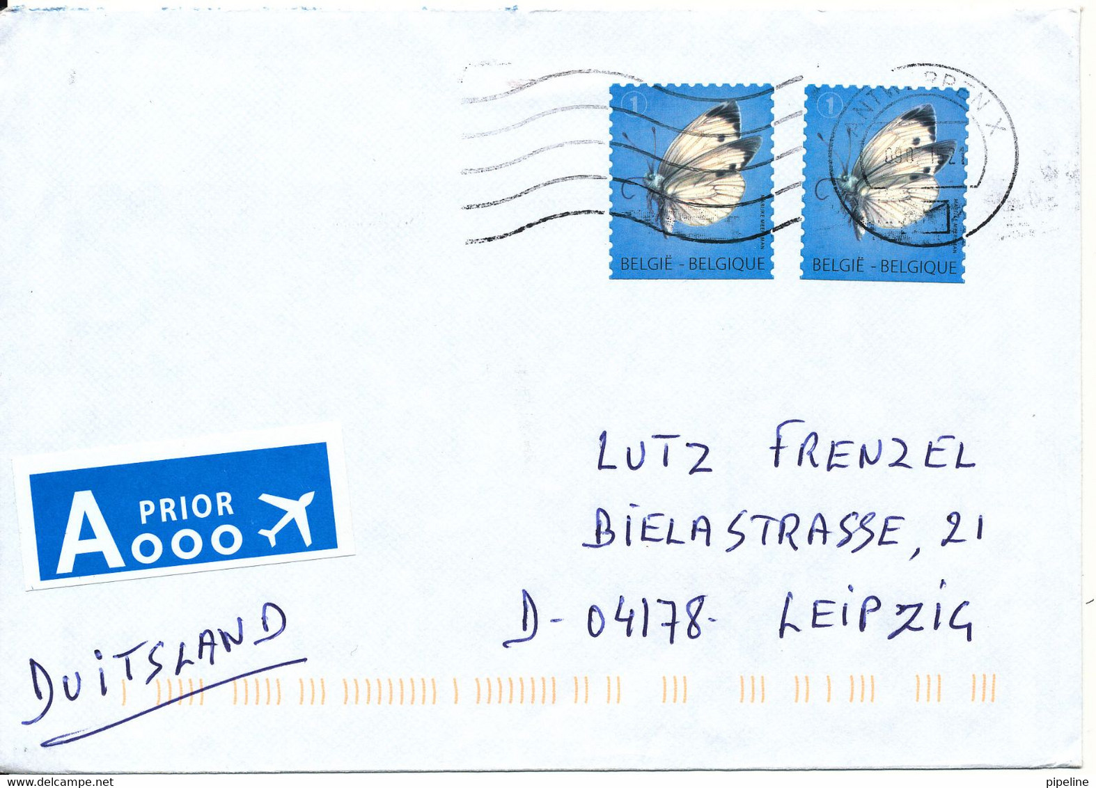 Belgium Cover Sent To Germany Topic Stamps BUTTERFLIES - Lettres & Documents