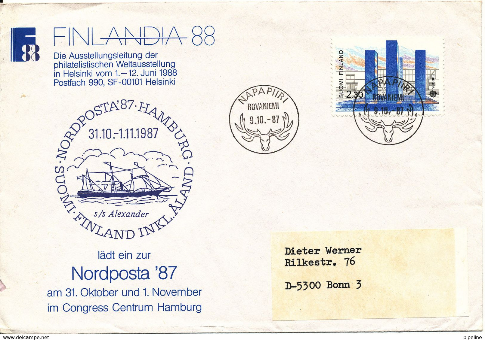 Finland Cover 9-10-1987 Nordposta 87 - Briefe U. Dokumente