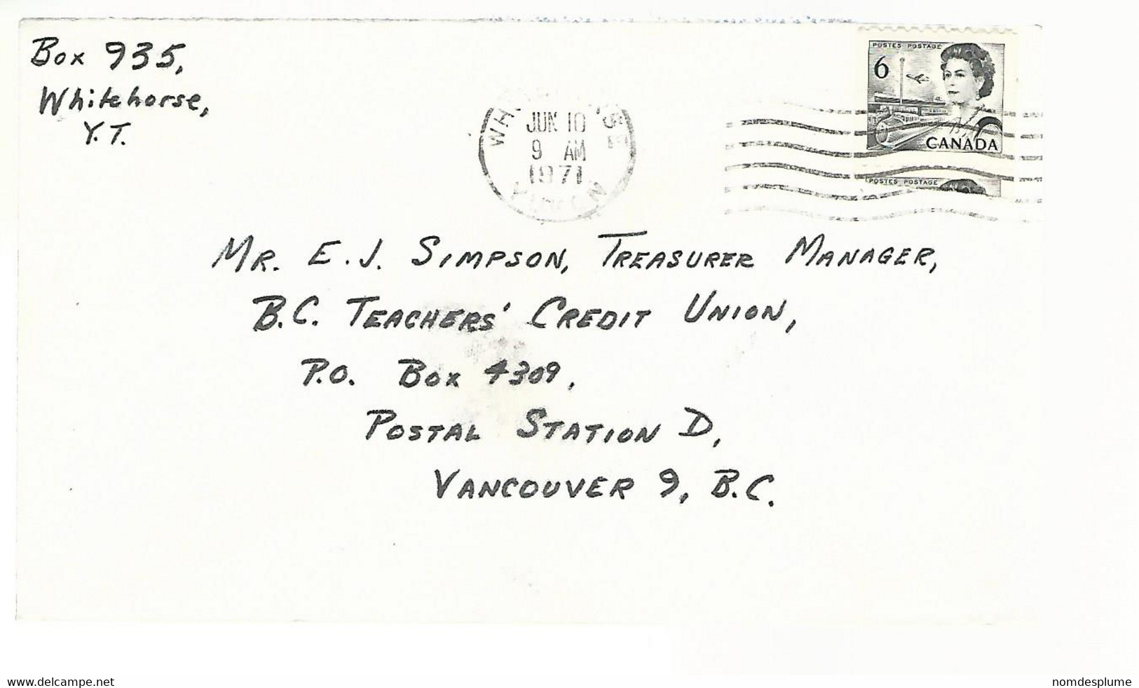 56350 ) Canada Whitehorse  Postmark 1971 - Cartas & Documentos