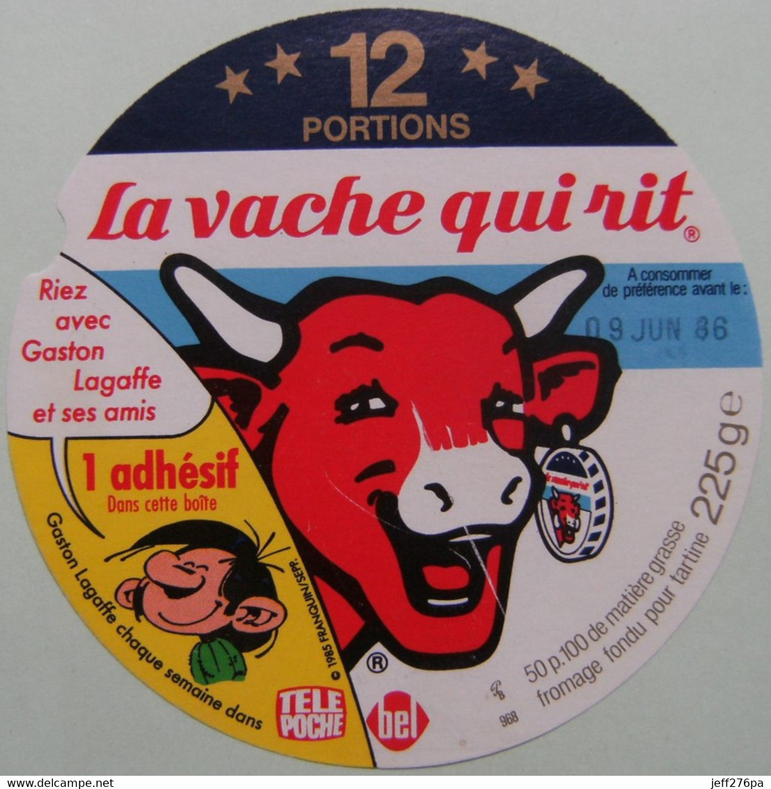 Etiquette Fromage Fondu - Vache Qui Rit - 12 Portions Bel Pub "Gaston Lagaffe Et Ses Amis" Franquin/Sepp    A Voir ! - Formaggio