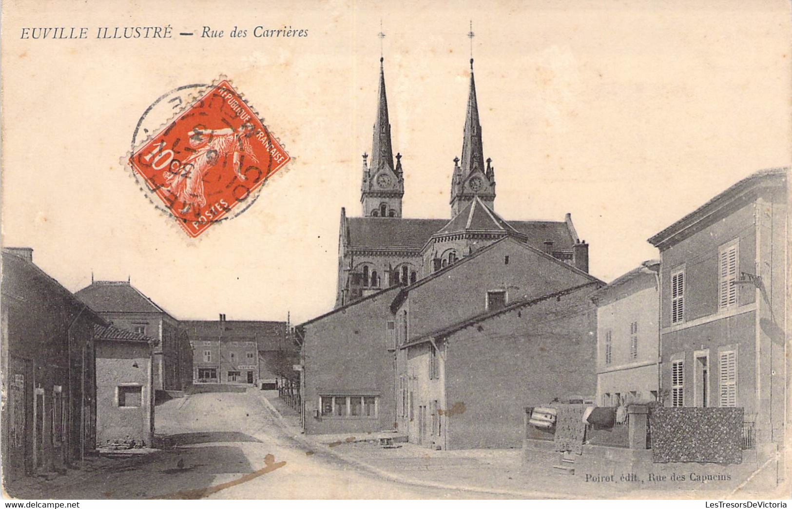 CPA France - Euville Illustré - Rue Des Carrières - Eglise - Rue - Maison - Route - Oblitérée Commercy 1913 - Other & Unclassified