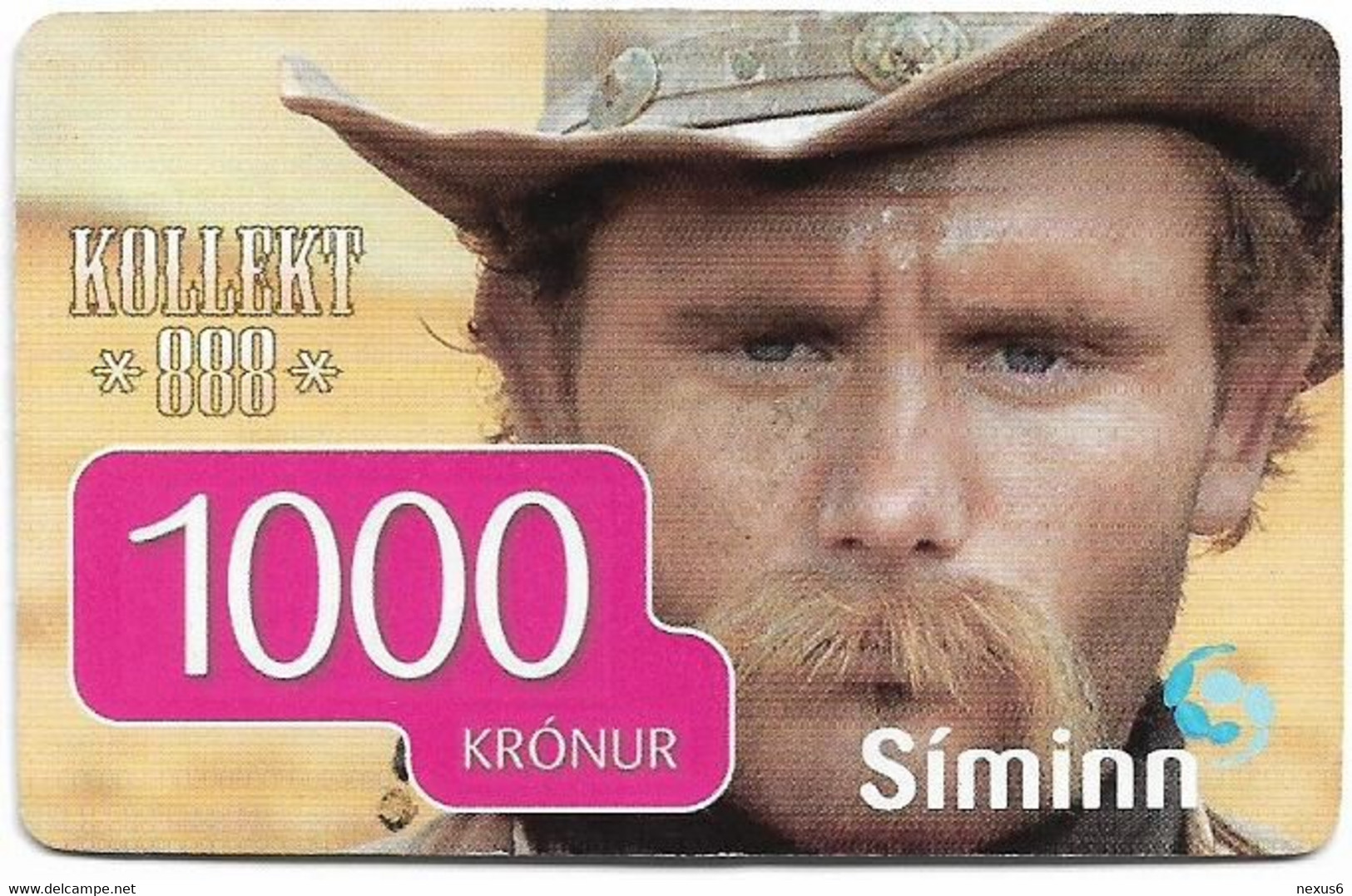 Iceland - Siminn - Kollekt 888, Man With Hat, Exp. 01.07.2007, GSM Refill 1000Kr, Used - IJsland