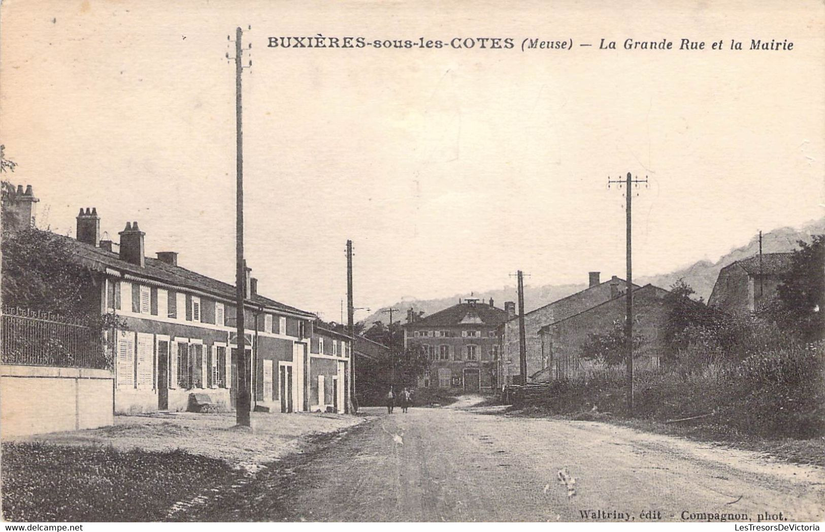 CPA France - Buxières Sous Les Cotes - Meuse - La Grande Rue Et La Mairie - Animée - Edition Waltriny - Autres & Non Classés