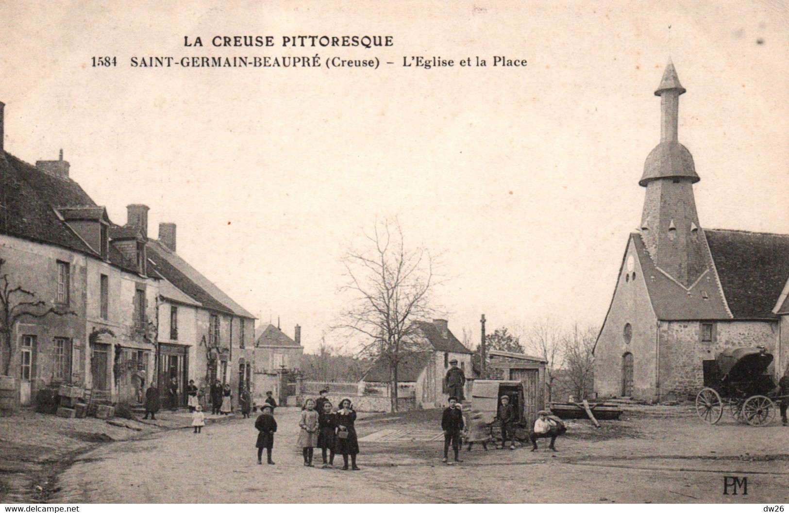 St Saint-Germain-Beaupré (Creuse) L'Eglise Et La Place - Carte PM De 1914 - Sonstige & Ohne Zuordnung