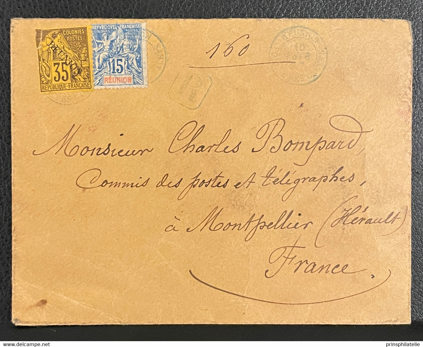 LETTRE RECOMMANDEE AVEC TYPE DUBOIS ET GROUPE 1897 DE POINTE DES GALETS REUNION EN BLEU          => FRANCE - Lettres & Documents