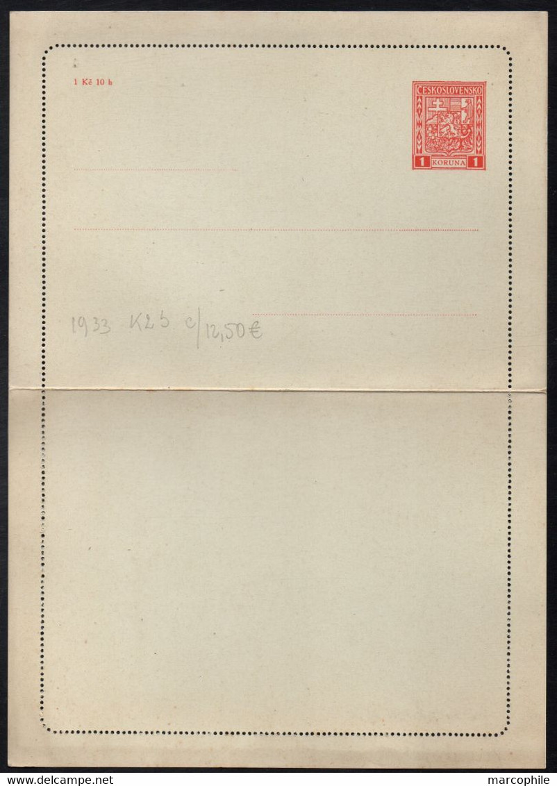 HONGRIE - MAGYAR - UNGARN / 1933 ENTIER POSTAL - CARTE LETTRE / MICHEL K23 / COTE 12.50 EUROS (ref LE4849) - Briefe