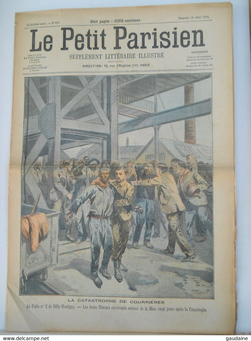 LE PETIT PARISIEN N°897 - 15 AVRIL 1906 - CATASTROPHE DE COURRIERES MINES - ABYSSINIE L'EMPEREUR MENELIK - Le Petit Parisien