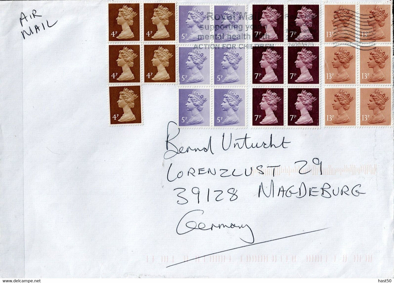 Großbritannien Great Britain - Luftpostbrief Nach Magdeburg (MiNr: 6x 569 + 6x 667 +6x 1002 + 5x 568) 2020 - Siehe Scan - Cartes PHQ