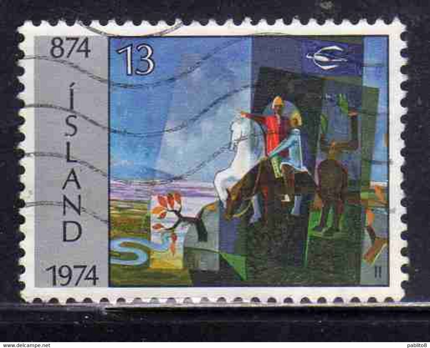 ISLANDA ICELAND ISLANDE ISLAND 1974 SETTLEMENT 1100th ANNIVERSARY ESTABILSHMENT OF ALTHING 13k USED USATO OBLITERE' - Oblitérés