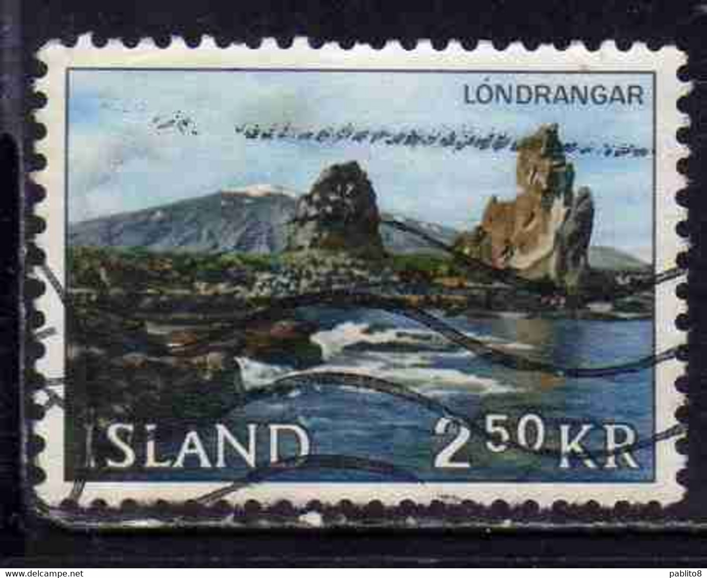 ISLANDA ICELAND ISLANDE ISLAND 1966 LANDSCAPES WEST LONDRANGAR TOURISM VEDUTE TURISTICA 2.50k USATO USED OBLITERE' - Oblitérés