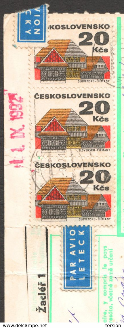 Bulletin D'expédition Parcel Packet Despatch FORM Czechoslovakia Hungary CUSTOMS Postmark AIR MAIL LABEL VIGNETTE 1992 - Non Classés