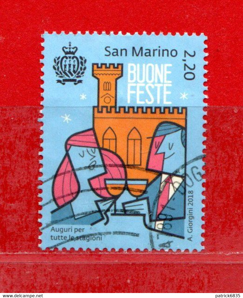 S.Marino °  2018 - AUGURI BUONE FESTE. Unif. 2583. Usato. - Gebraucht