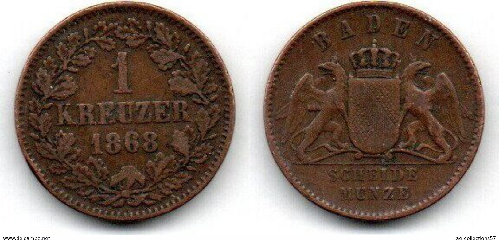 Baden 1 Kreuzer 1868 TB - Monedas Pequeñas & Otras Subdivisiones