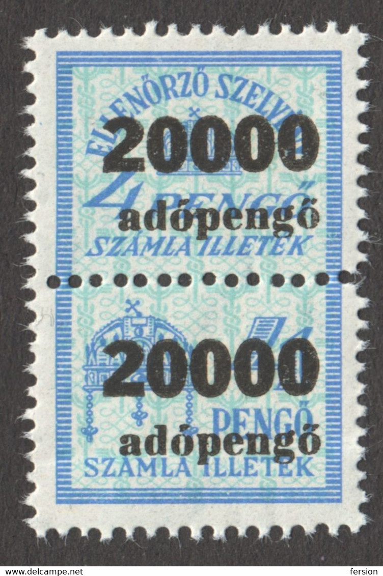 1946 Hungary - FISCAL BILL Tax - Revenue Stamp - Overprint 20000 A.P Adópengő / 4 P - MNH - Steuermarken