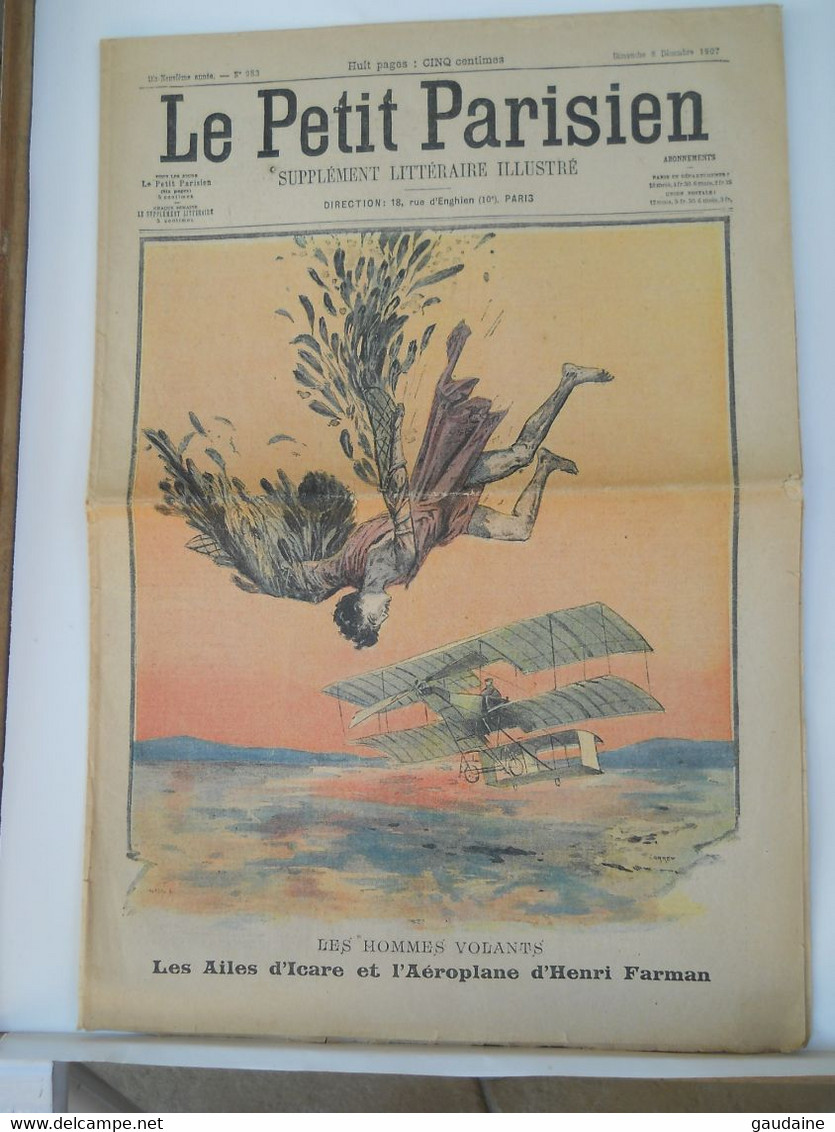 LE PETIT PARISIEN N°983 - 8 DECEMBRE 1907 -AVIATION AEROPLANE D'HENRI FARMAN - TRAIN HOLD-UP - Le Petit Parisien