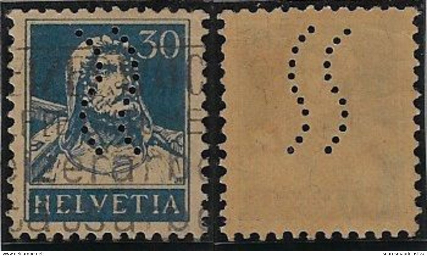 Switzerland 1922/1933 Stamp With Perfin Wavy Lines by Schweiz. Bankgesellschaft From Aarau Lochung Perfore - Perfins