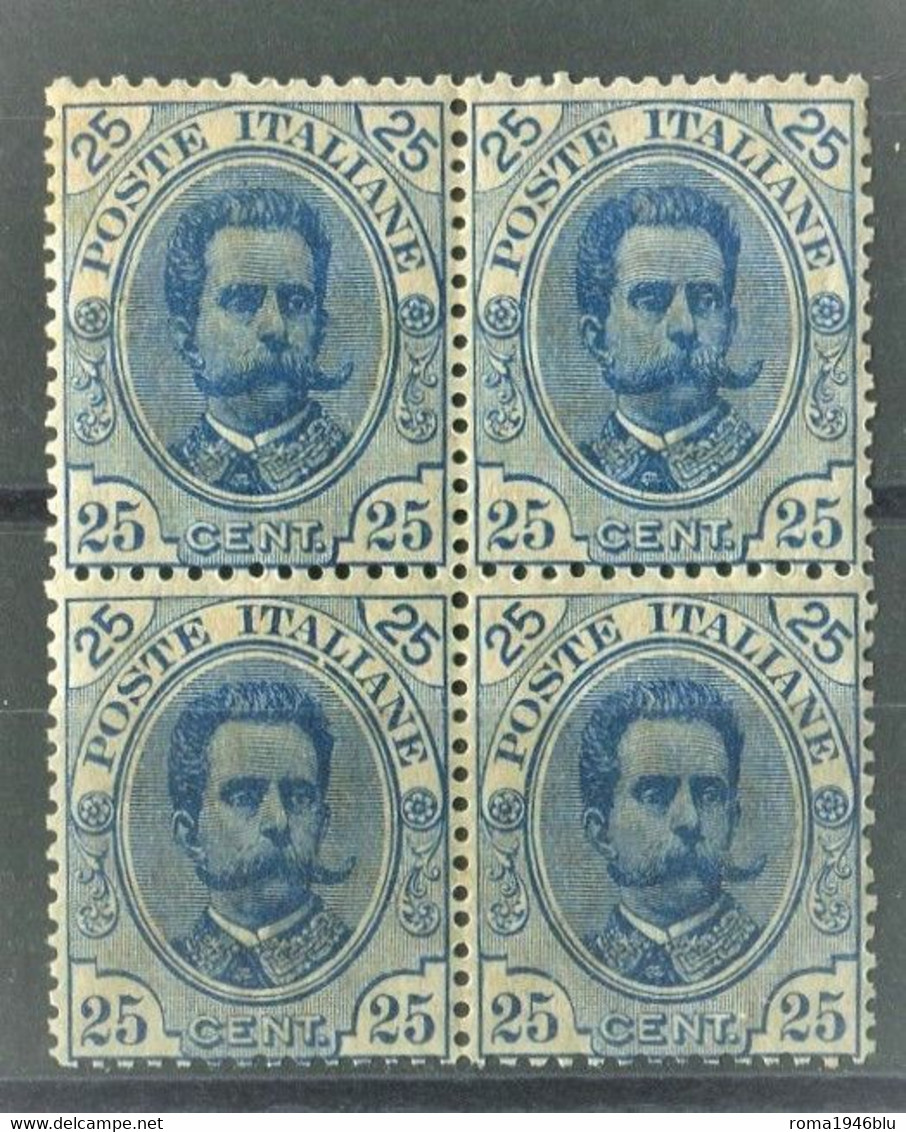 REGNO 1891 EFFIGIE UMBERTO I 25 C. QUARTINA ** MNH - Ungebraucht