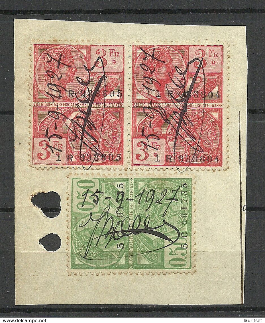 BELGIEN Belgium Belgique O 1927 Revenue Fiscal Tax Steuermarken On Out Out - Postzegels