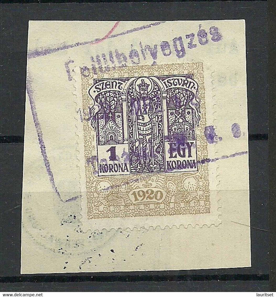 UNGARN HUNGARY 1920 Revenue Tax Steuermarke 1 Korona On Cut Out O - Fiscali