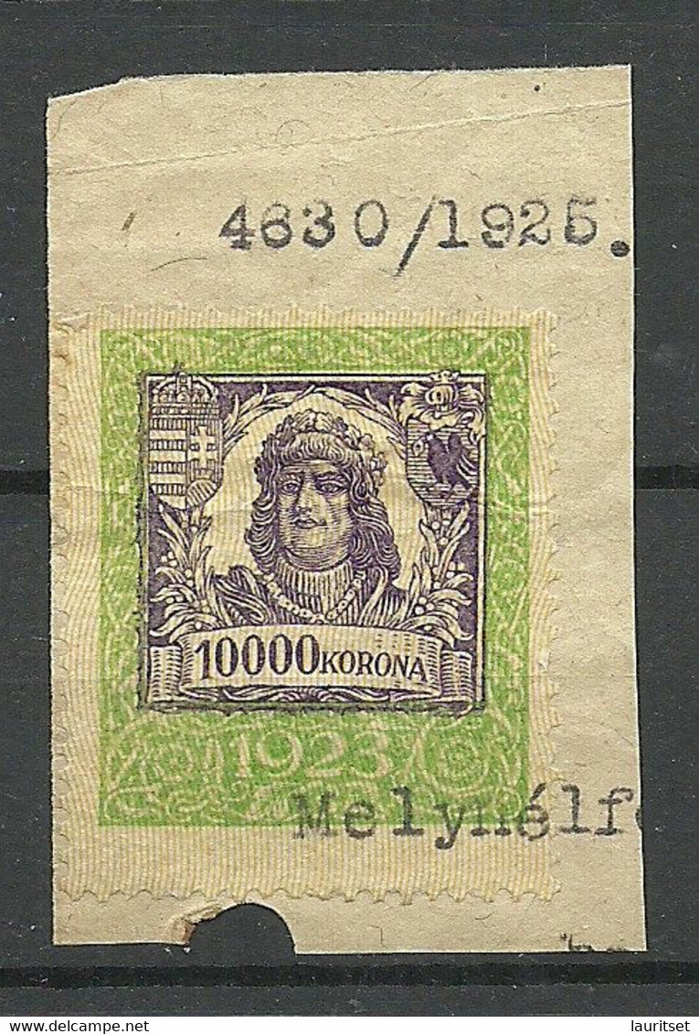 UNGARN HUNGARY 1923 Revenue Tax Steuermarke 10 000 Korona On Cut Out O - Steuermarken