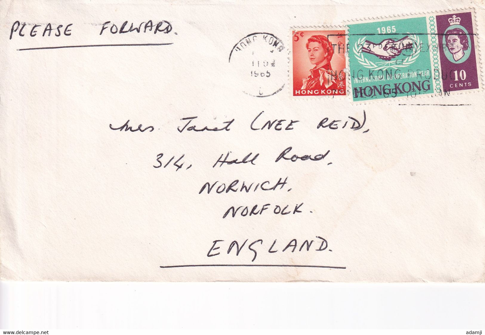 HONG KONG 1965 COVER TO ENGLAND. - Storia Postale