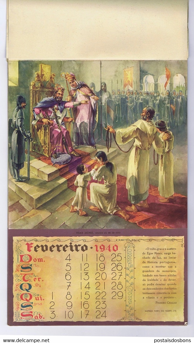 P43) História Portugal CALENDÁRIO DUPLO CENTENÁRIO 1140-1940 Calendrier Propaganda  Empresa Fabril Do Norte - Grand Format : 1921-40