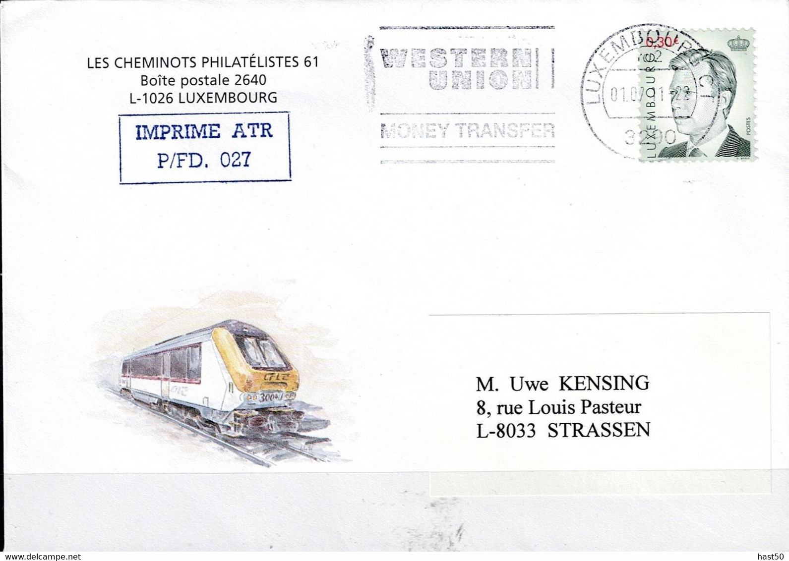 Luxemburg - Schöner BU Mit E-Lok Der Baureihe 3000 Der Firma Alstom  (MiNr: 1541) 2011 - Siehe Scan - Storia Postale