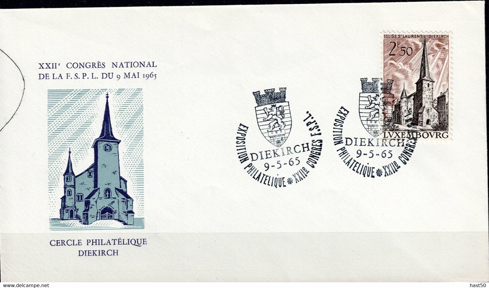 Luxemburg - Umschlag "XXII. Nationalversammlungen Der F.S.P.L. In Diekirch" (MiNr: 641) 1965 - Siehe Scan  LESEN - Briefe U. Dokumente