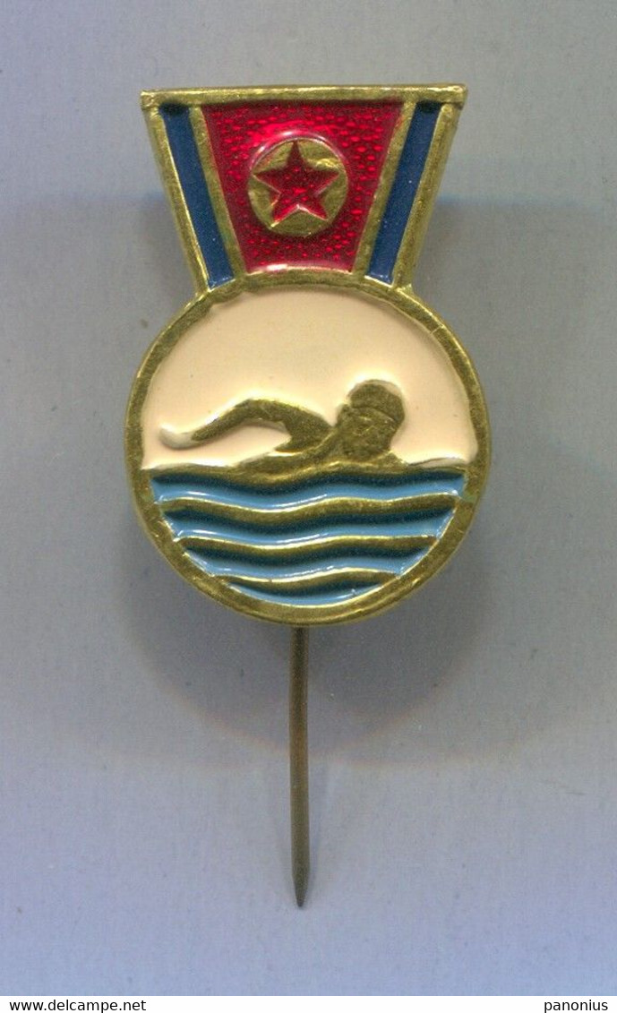 Swimming Natation - North Korea Association Federation, Vintage Pin Badge Abzeichen - Nuoto