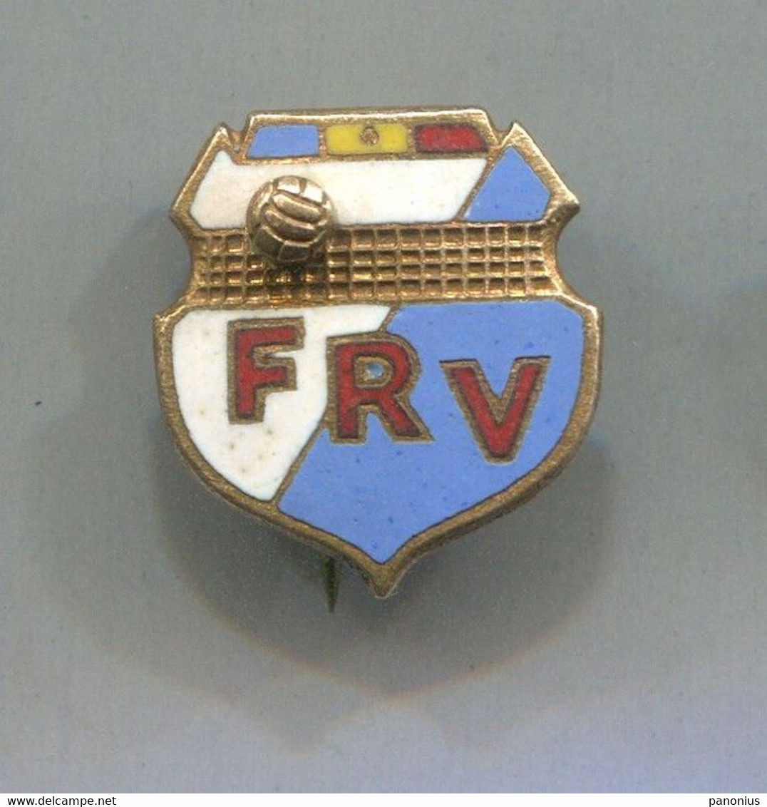 Volleyball Pallavolo - Romania Association Federation FRV, Enamel Vintage Pin, Badge, Abzeichen - Voleibol
