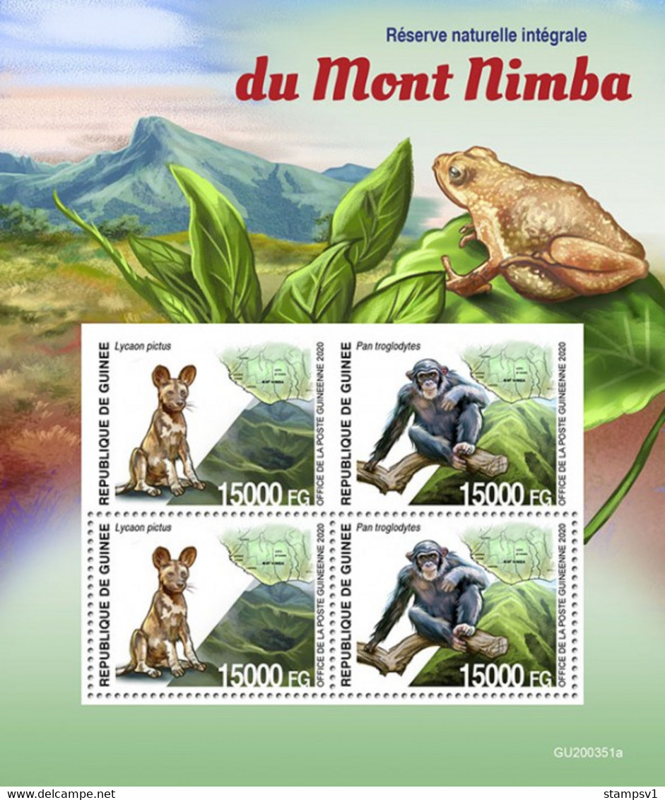 Guinea 2020 Mount Nimba Strict Nature Reserve. (351a) OFFICIAL ISSUE - Chimpanzés