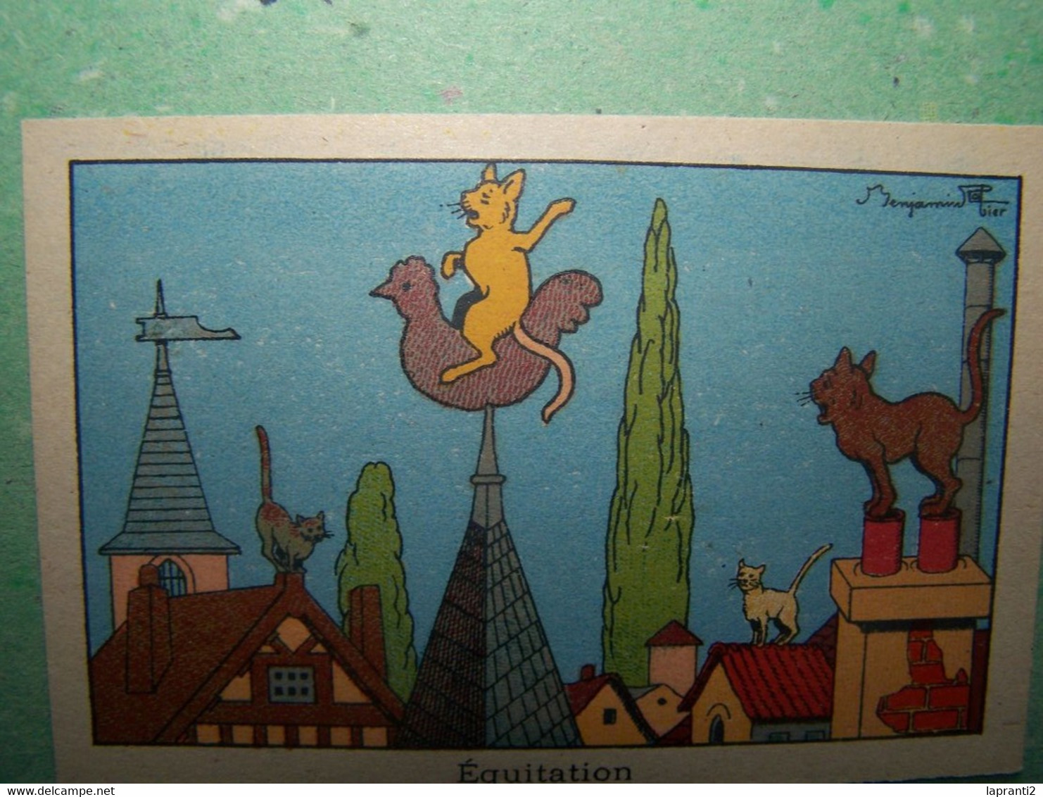 LES ILLUSTRATEURS. BENJAMIN RABIER. LES CHATS. "EQUITATION" - Rabier, B.