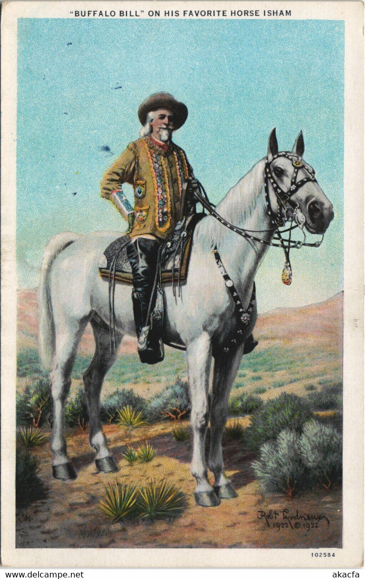 PC WILLIAM F. CODY "BUFFALO BILL" AND HI HORSE ISHAM, Vintage Postcard (b42552) - Other & Unclassified