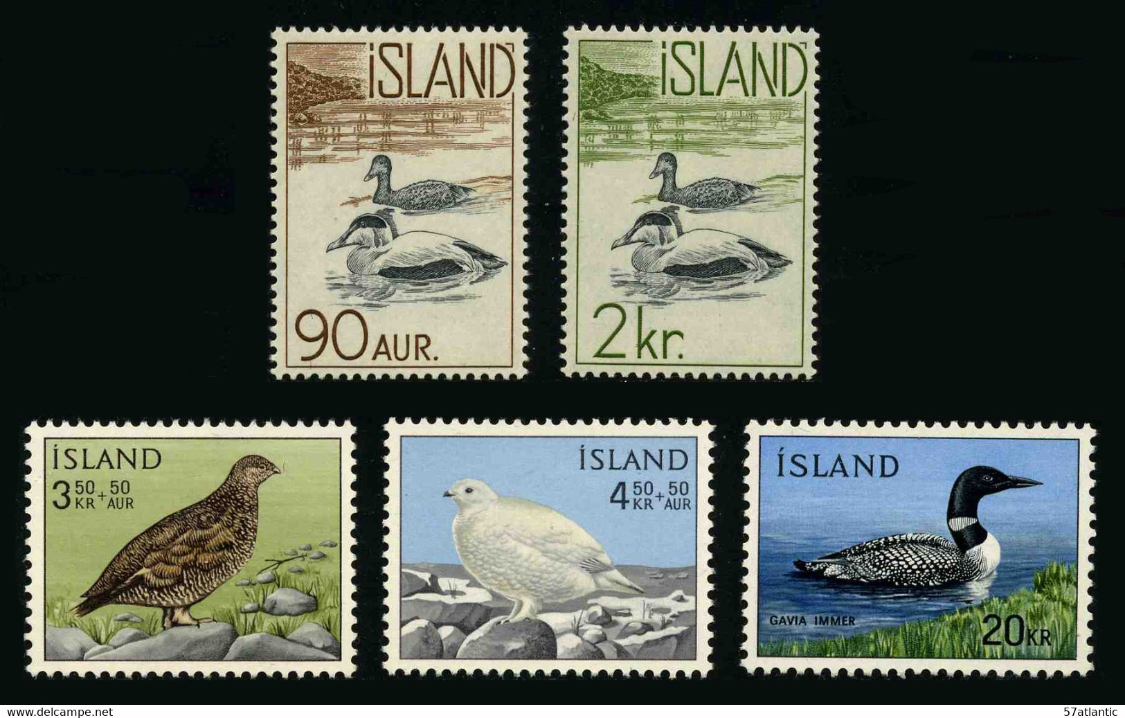 ISLANDE - OISEAUX - YT 343 344 363 295 296 ** - 5 TIMBRES NEUFS ** - Andere & Zonder Classificatie