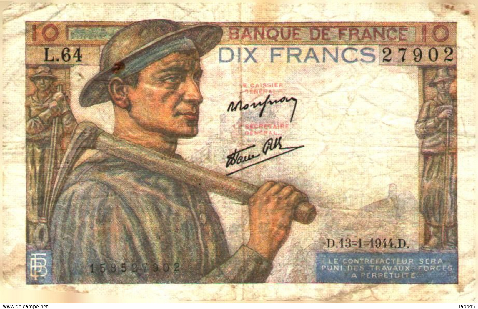 T 1 >  France > 10 Francs > ''Mineur'' > 1944 > - 10 F 1941-1949 ''Mineur''