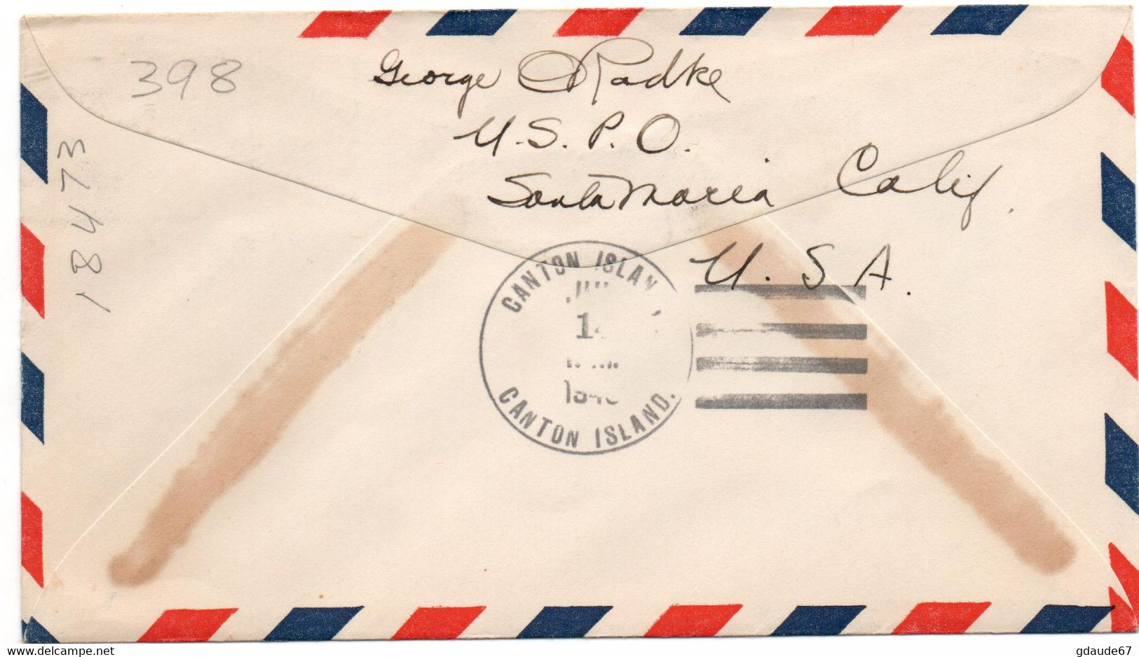 1940 - ENVELOPPE 1er PREMIER VOL / FIRST FLIGHT SAN FRANCISCO CANTON ISLAND - POSTE AERIENNE / AVION / AVIATION - 1c. 1918-1940 Covers