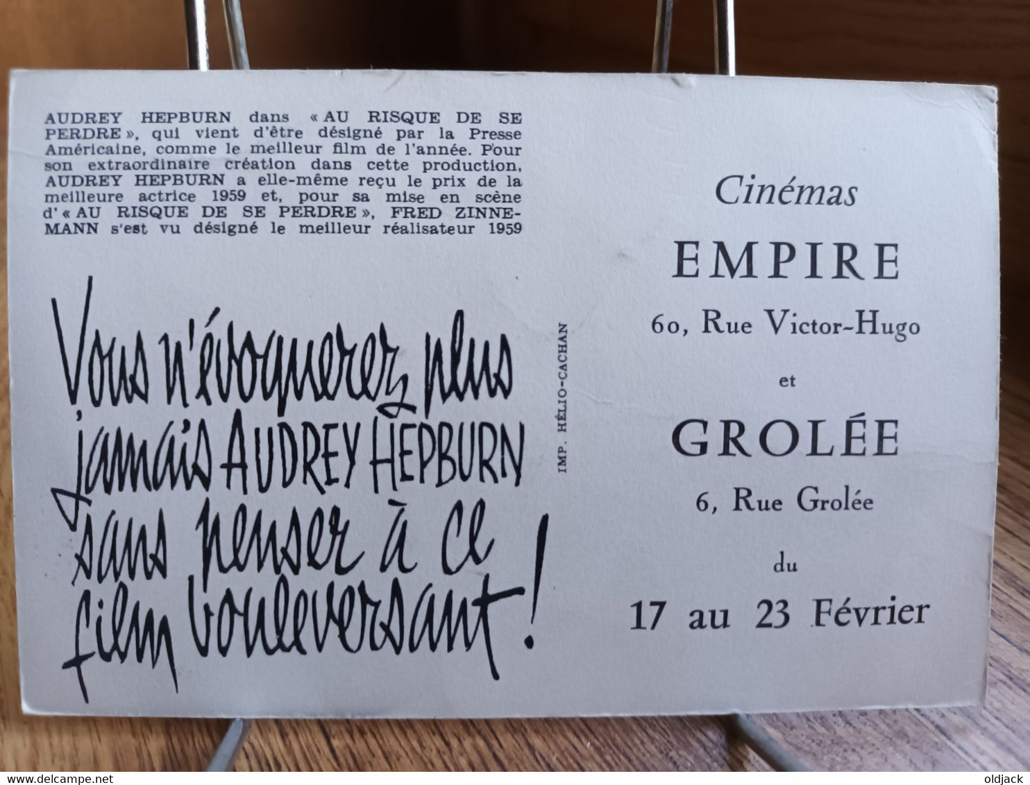 CPM  Audrey HEPBURN " Au Risque De Se Perdre " , Acteur-actrice-chanteur-chanteuse-musicien-musicienne (S37-22) - Attori