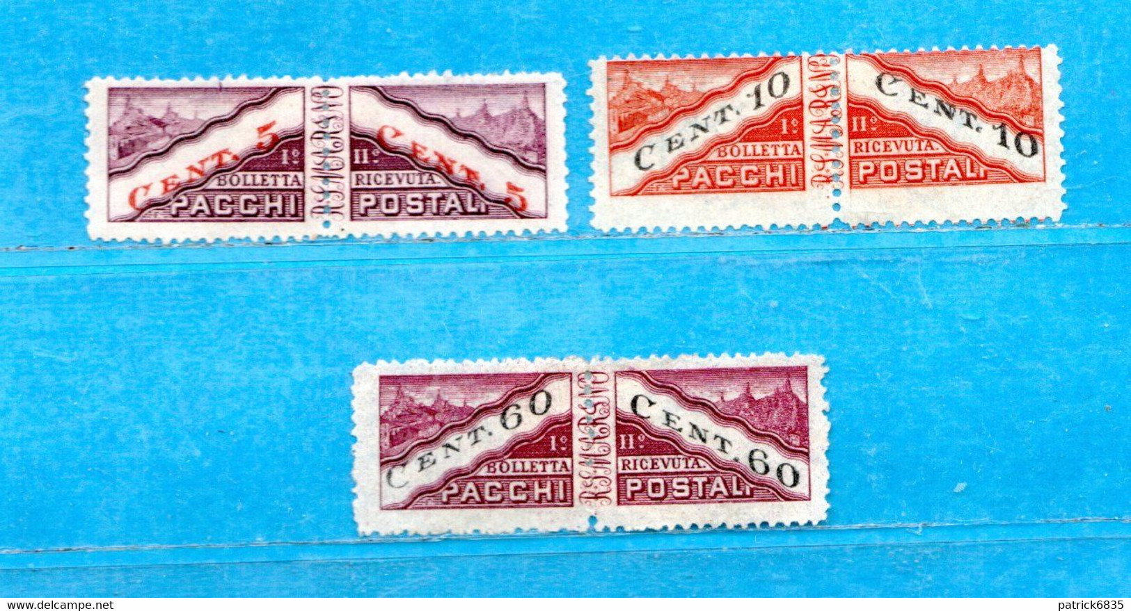 San. MARINO * -1945 - PACCHI POSTALI - Cent. 5-10-60-. Unif. 16-17-22. MH* - Paketmarken